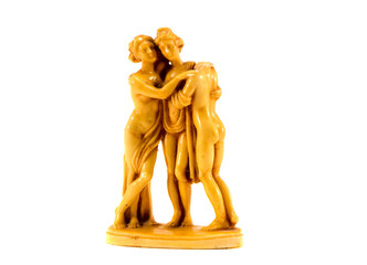 isolated on white three graces cracked sculpture