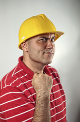 Young construction worker confident