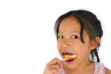 broken teeth girl and lollypop of thailand southeast asia