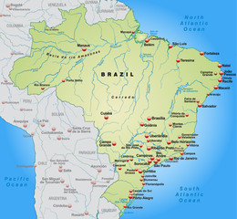Umgebungskarte von Brasilien in grün