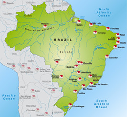 Internetkarte von Brasilien und Umland