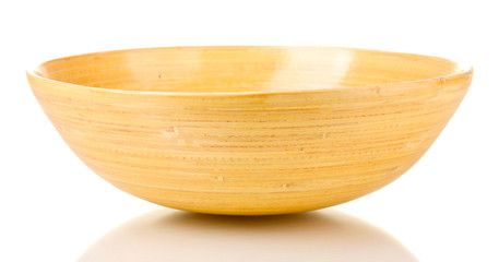 empty wooden bowl isolated on white