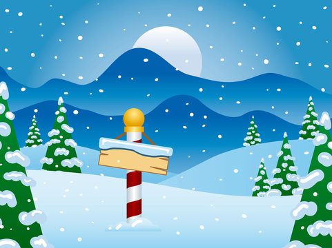 North Pole Winter Scene with Snow