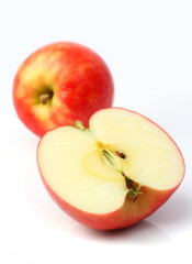 One red apple and slice