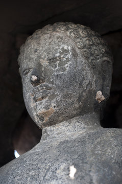 Stoned image of Buddha in Borobudur, Indonesia
