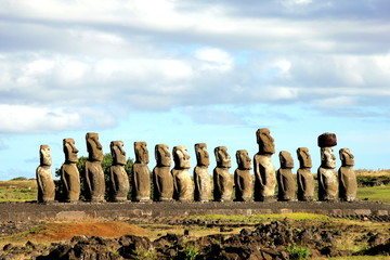 Fifteen moai at the Easter Island