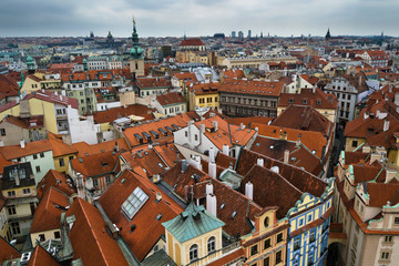 Fototapeta na wymiar Prague roofs at high point of view