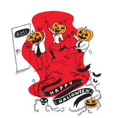 office workers celebrating Halloween