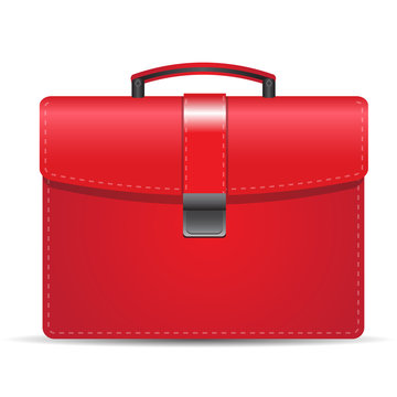 Red suitcase isolated over white, vector image