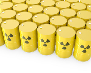 Barrels with radioactive symbol