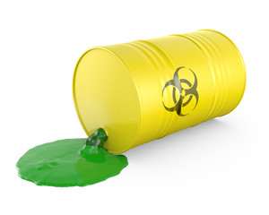 Toxic waste spilling from barrel