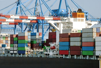 Container ship in port
