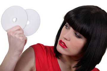 Woman with two CD