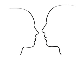 Frau und Mann im Profil