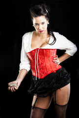 attractive brunette woman holding a stone