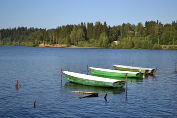 Boats near the lake bank