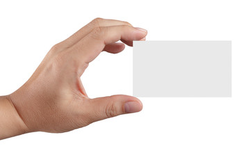 Fototapeta premium hand holding blank paper business card