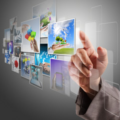 hand reaching virtual images streaming