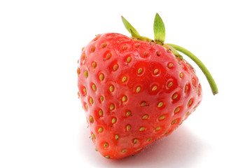 Single strawberry isolated over white background