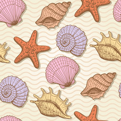 Sea hand drawn seamless pattern