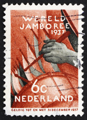 Postage stamp Netherlands 1937 Assembly of the Boy Scouts
