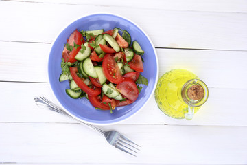Fresh salad with tomatoes and cucumbers