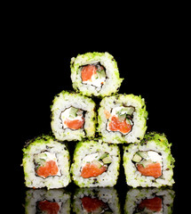 Tasty rolls isolated on black