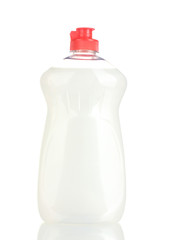 bottle of dishwashing liquid isolated on white.