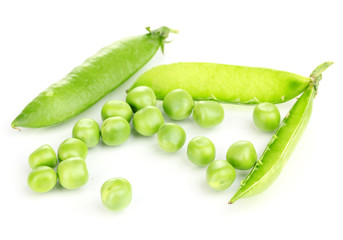 Green peas isolated on white