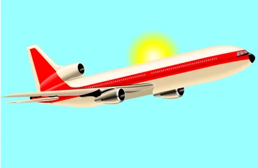 Zelfklevend Fotobehang vliegtuig en zon © mikiradic