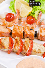 grilled salmon and shrimps