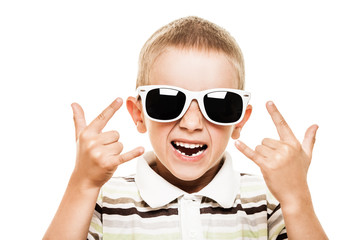 Smiling child gesturing