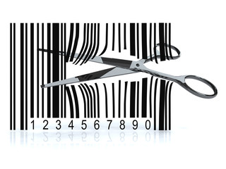 Bar code with 3d scissors that cut