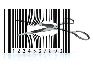 Bar code with 3d scissors that cut