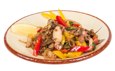 Asian spicy seafood noodle