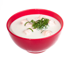 Vegetable soup with salmon