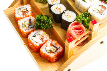 Set of sushi and rolls