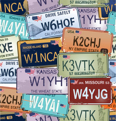 Seamless Background - Retro Auto License Plates