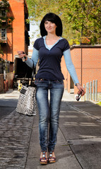 young woman walking