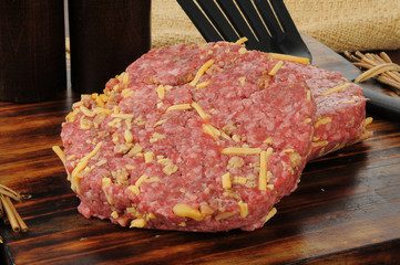 Hamburger patties with cheese and bacon