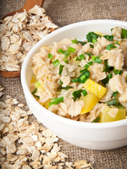 Oatmeal with vegetables for breakfast