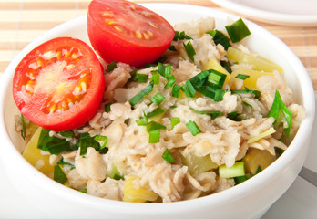Oatmeal with vegetables for breakfast