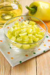 Fresh slised green sweet peppers