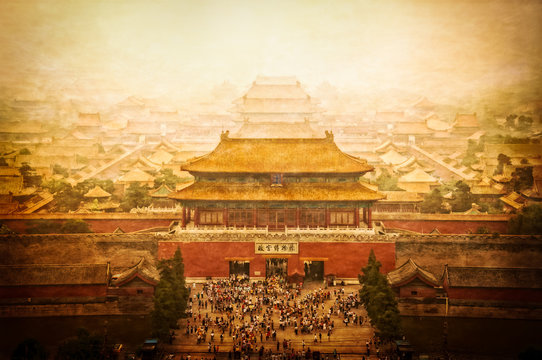 Forbidden city vintage view, Beijing, China