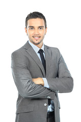 Portrait of happy smiling businessman, isolated on