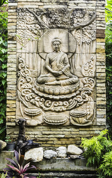Buddha brick in the temple thailand