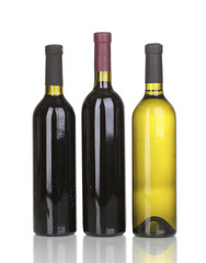 Bottles of great wine isolated on white