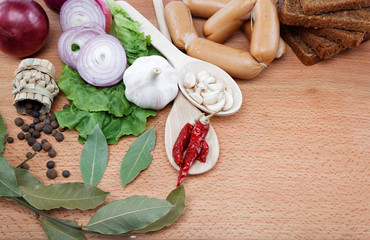 Healthy food. Fresh vegetables and fruits on a wooden board.