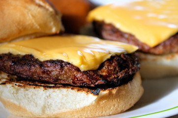 Delicious Cheeseburgers On Toasted Buns