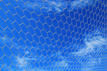 Fototapeta premium White net football, soccer ,blue blue sky background
